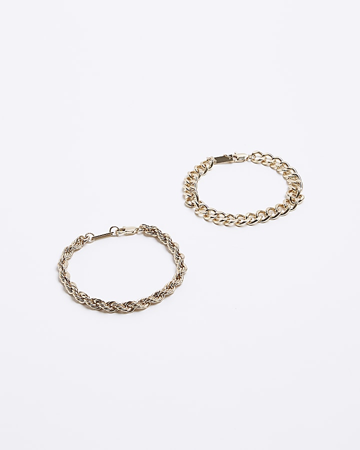 2PK gold colour chain bracelets