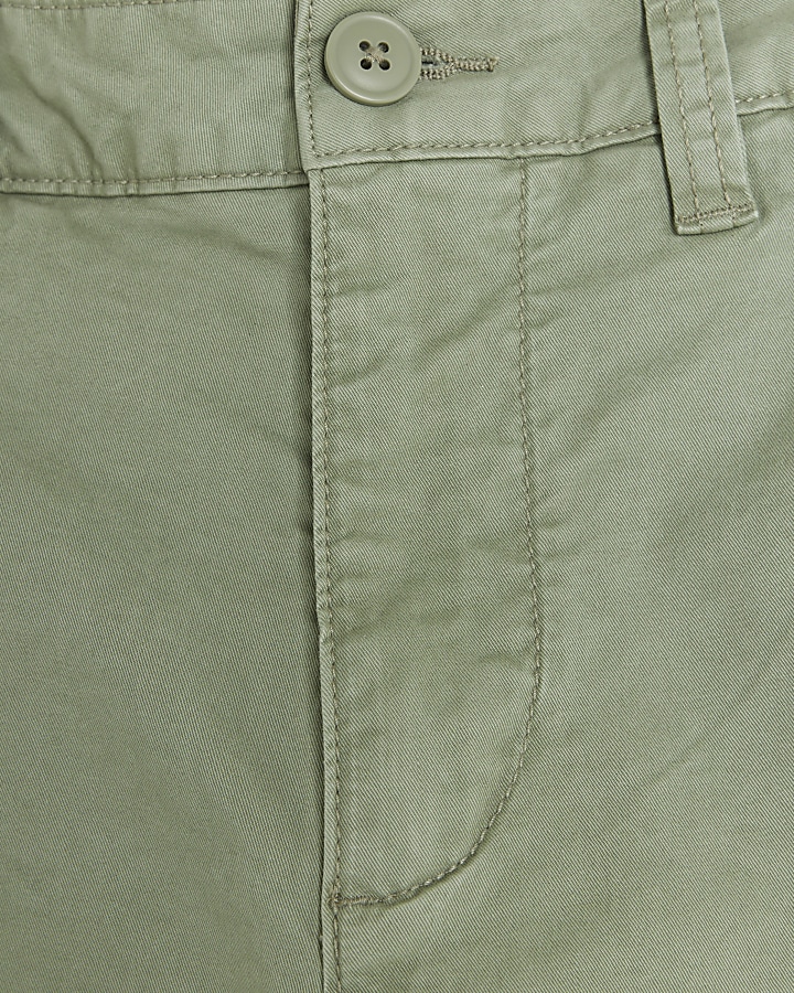 Green slim fit casual chino trousers