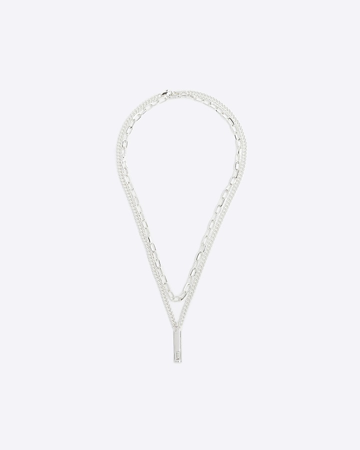 2PK silver colour pendant necklace