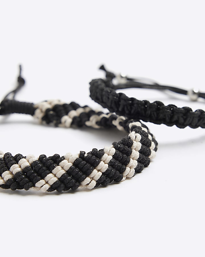 2PK black rope stripe bracelet