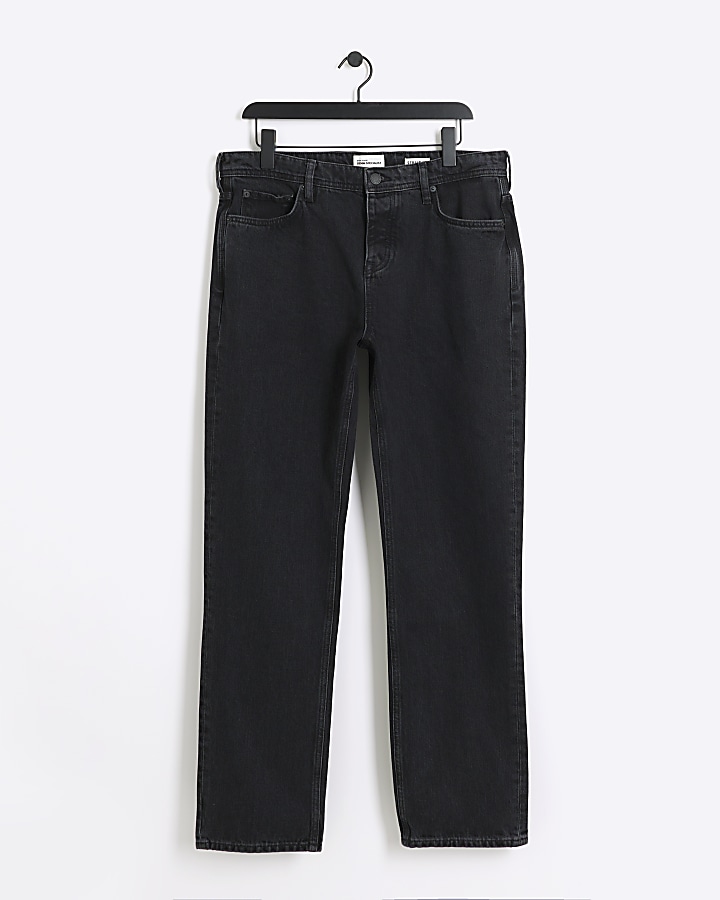 Black Straight Fit Jeans | River Island
