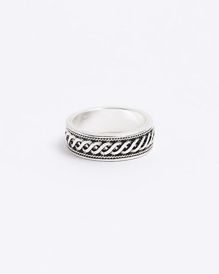 Silver colour twist ring