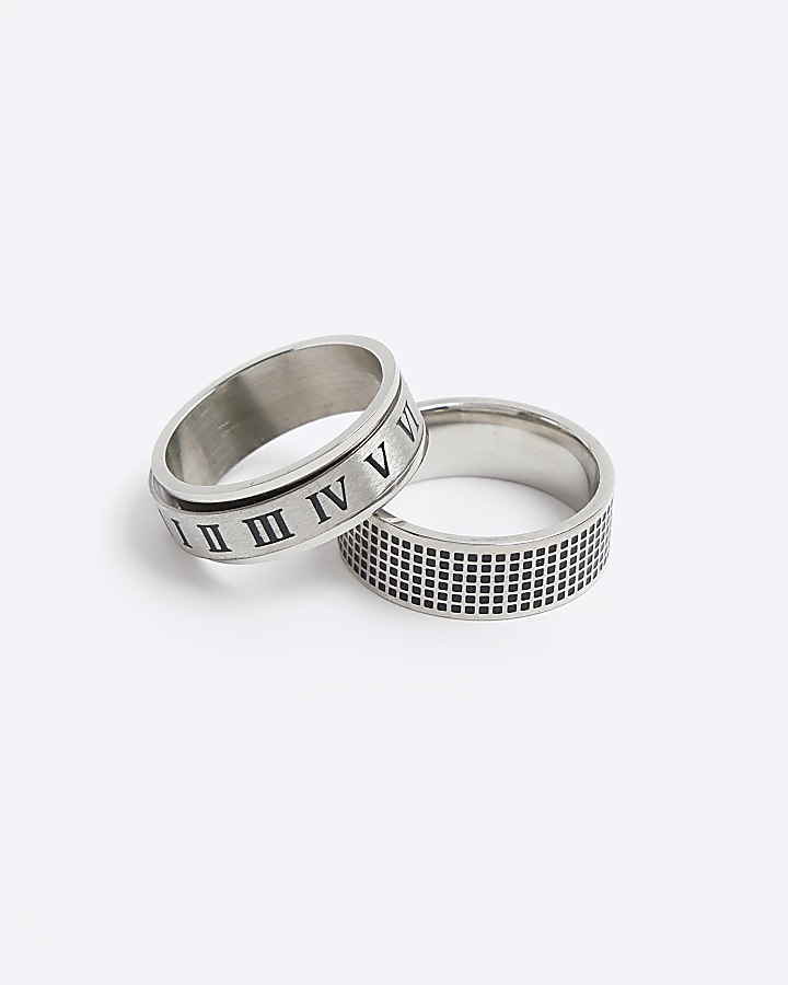 Silver stainless steel roman numeral ring