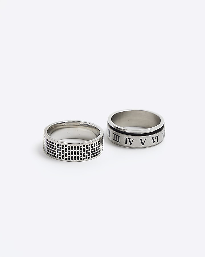 Silver stainless steel roman numeral ring