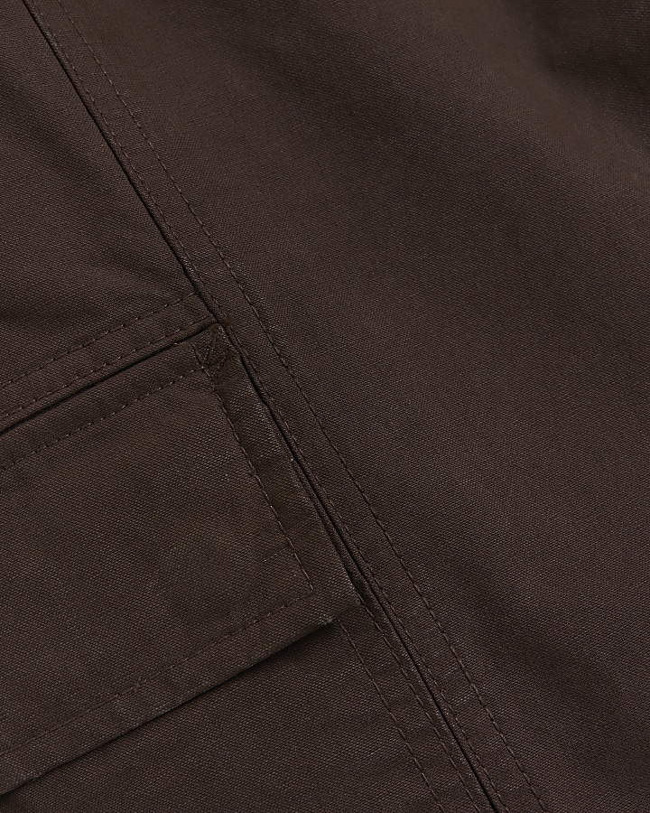Brown regular fit seam cargo trousers