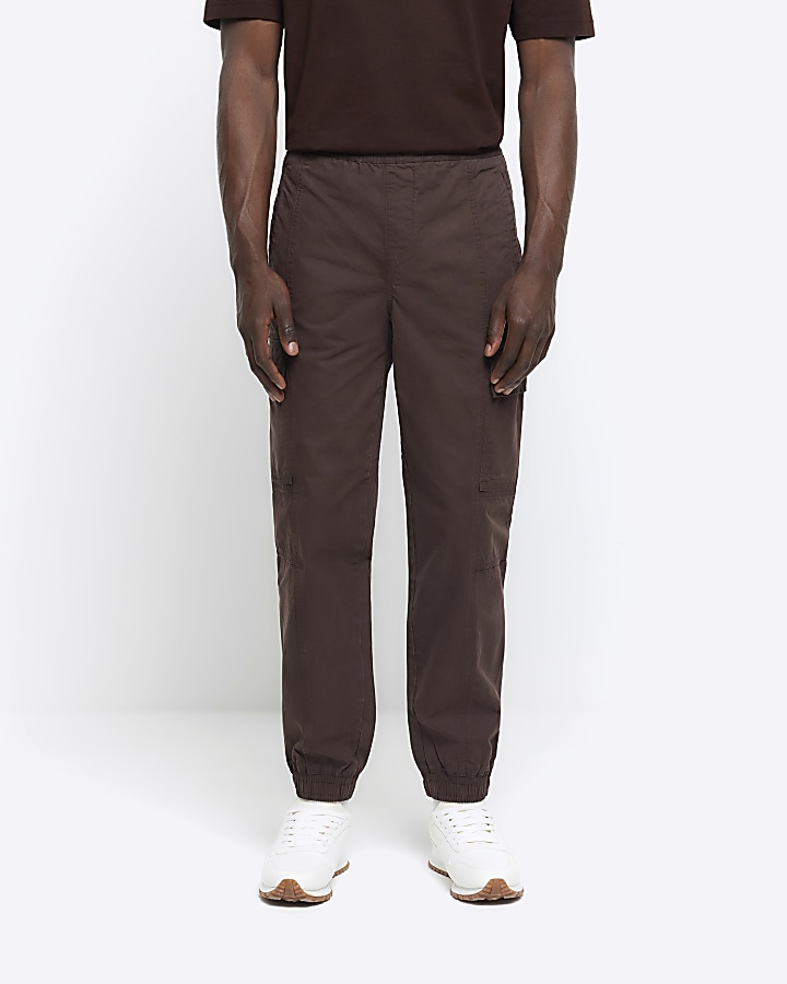 Brown regular fit seam cargo trousers | River Island