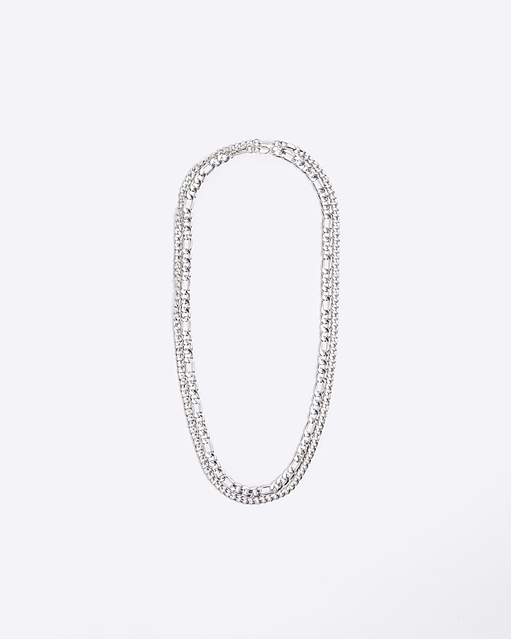 2PK silver colour chain necklace