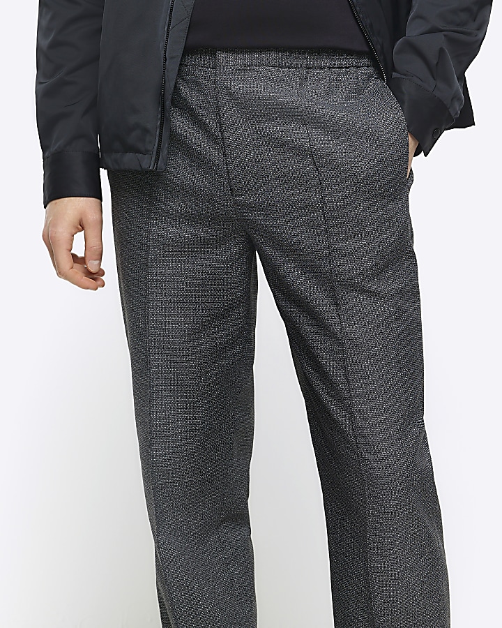 Grey slim fit smart joggers River Island