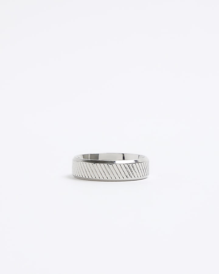 Silver colour slash ring