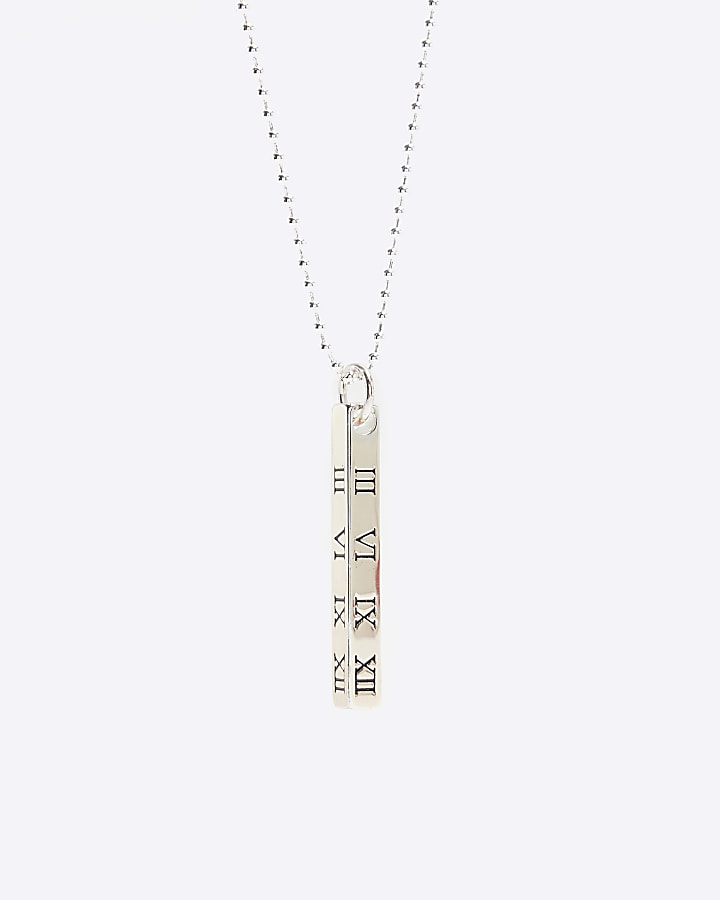 Silver plated bar pendant necklace