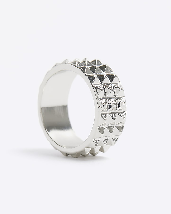 Silver colour spike ring