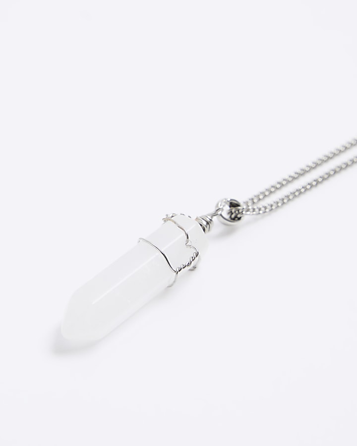 Silver colour quartz pendant necklace