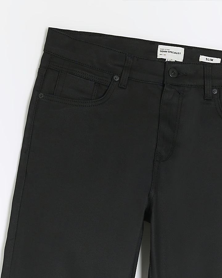 Black slim fit coated jeans River Island