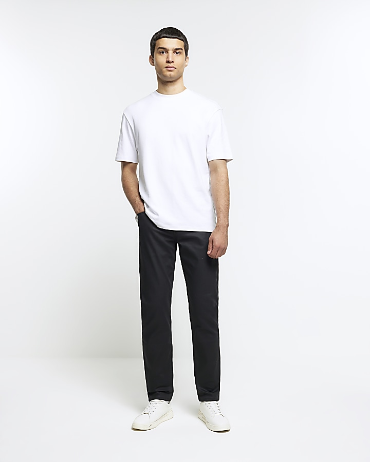 Black slim fit coated jeans | River Island