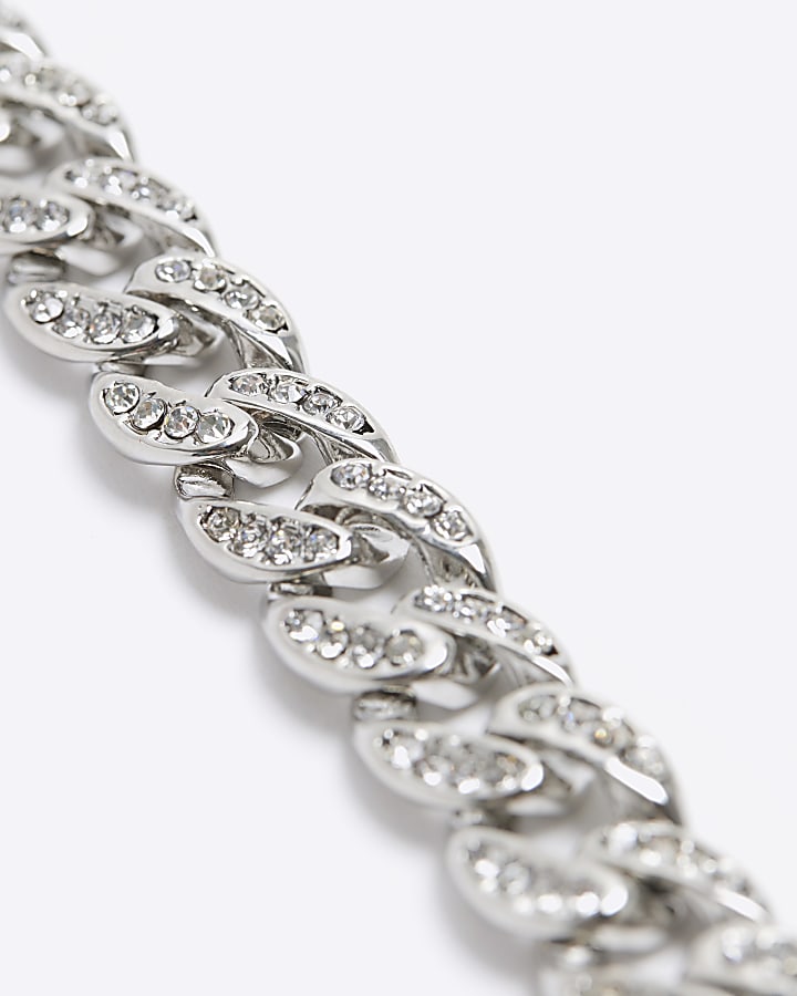 Silver colour chain diamante bracelet