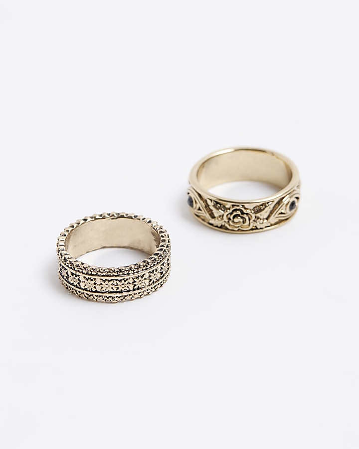 Gold colour floral ring multipack