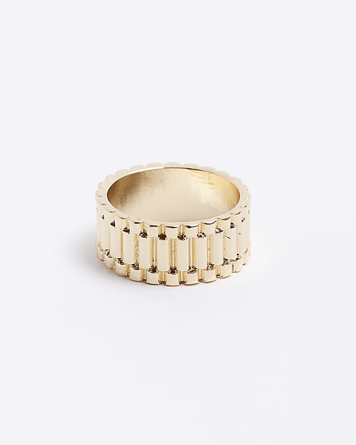 Gold colour textured ring
