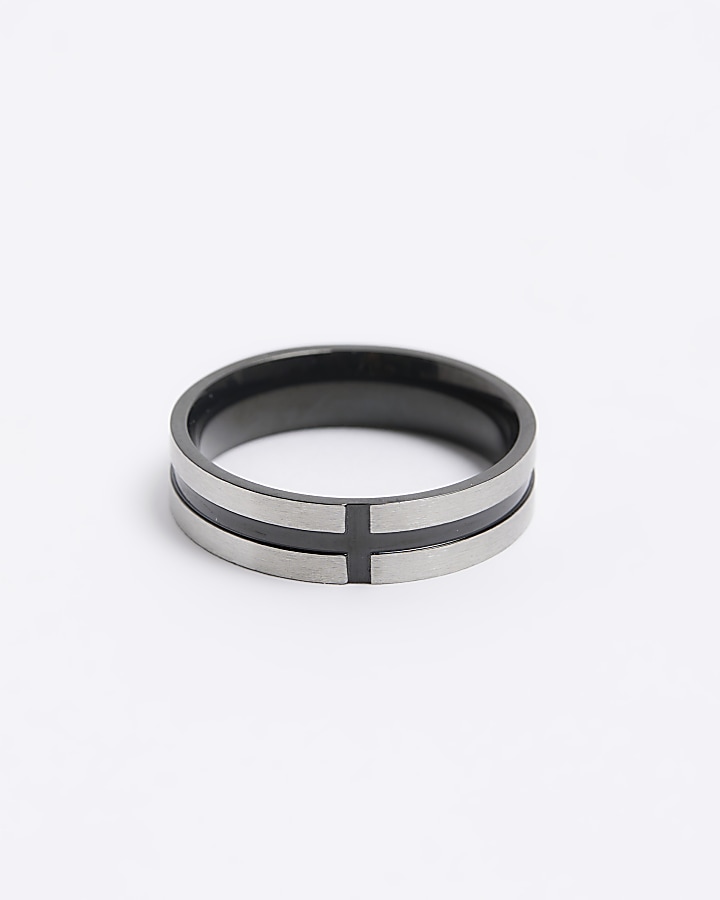 Silver colour stainless steel cross ring