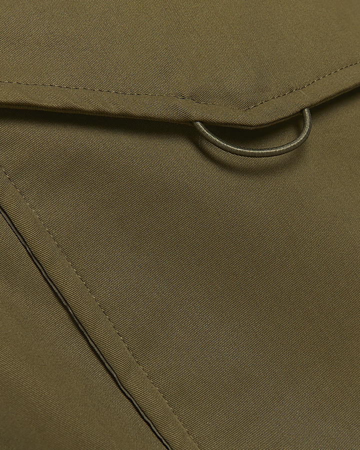Khaki regular fit utility hooded parka jacket