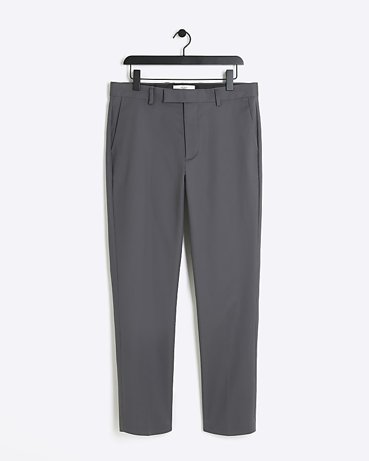 Grey slim fit smart chino trousers