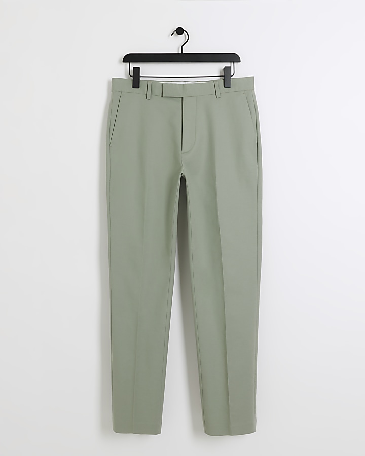 Green slim fit smart chino trousers