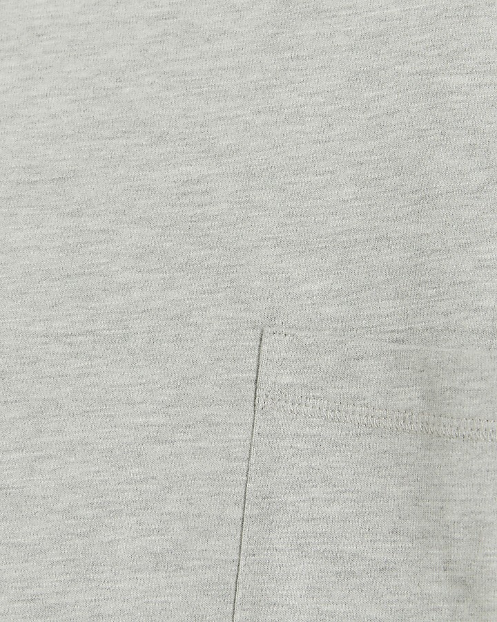Grey regular fit pocket long sleeve t-shirt | River Island