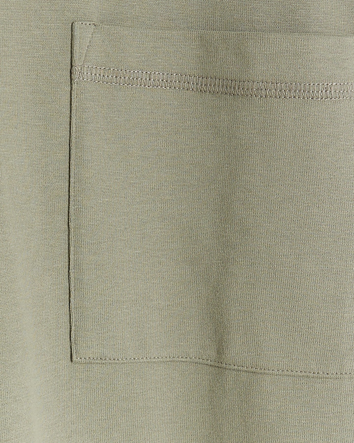 Khaki regular fit pocket long sleeve t-shirt