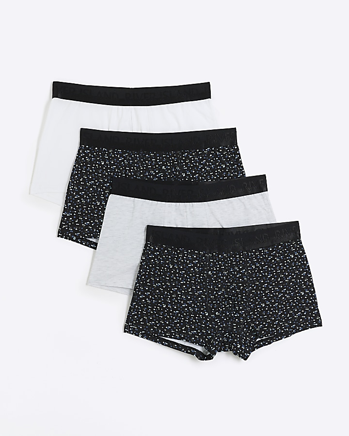 4PK grey spot cotton stretch trunks