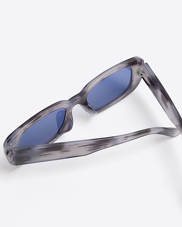 Grey abstract tortoise rectangular sunglasses