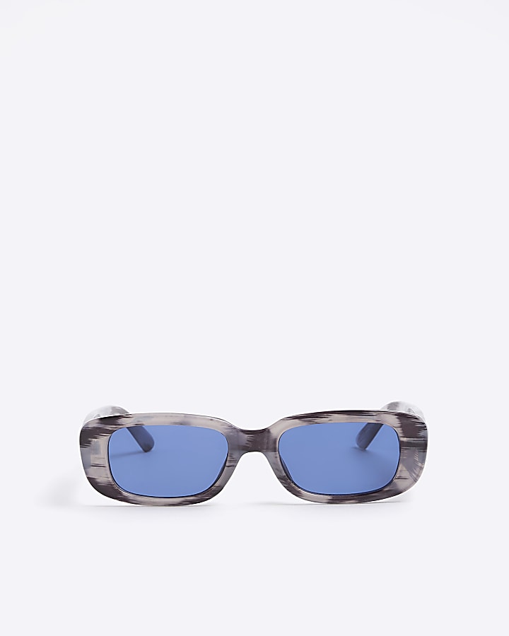 Grey abstract tortoise rectangular sunglasses