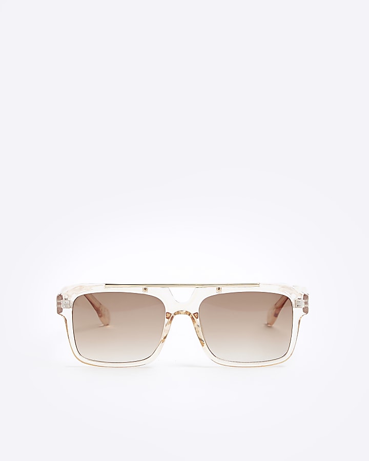 Gold brow bar square sunglasses