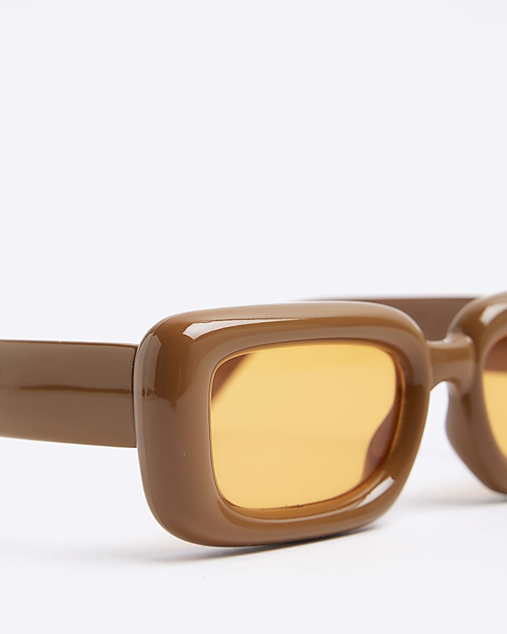 Orange bubble frame rectangular sunglasses