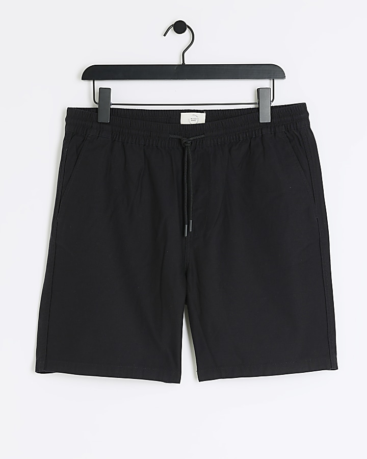Black regular fit pull on casual shorts