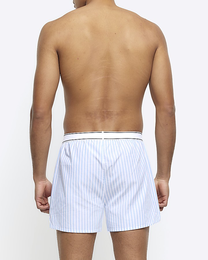 3PK blue check boxer shorts River Island
