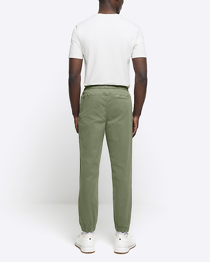 Green slim fit pull on joggers