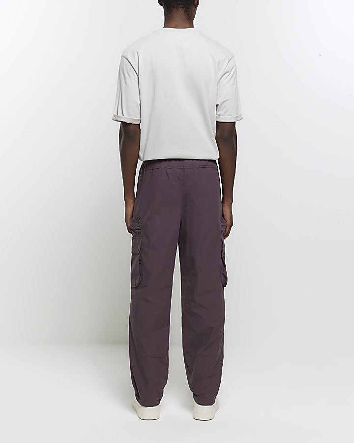 Purple regular fit elasticated cargo trousers | River Island