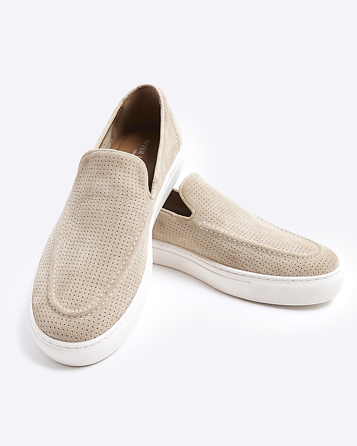 Stone suede casual loafers