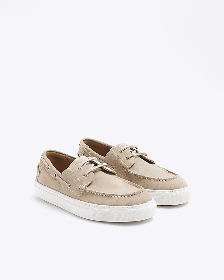 Beige suede boat shoes River Island