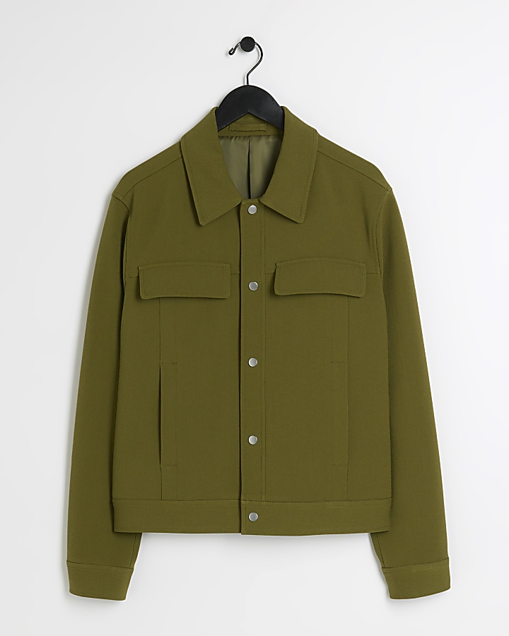 Green regular fit smart western jacket