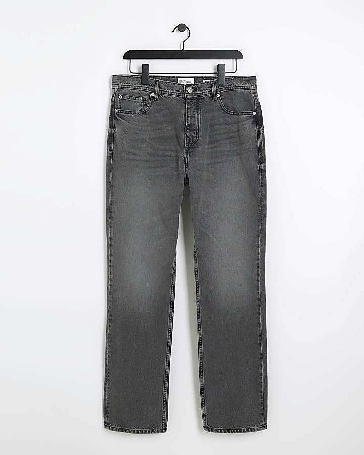 Grey Straight Fit Jeans | River Island
