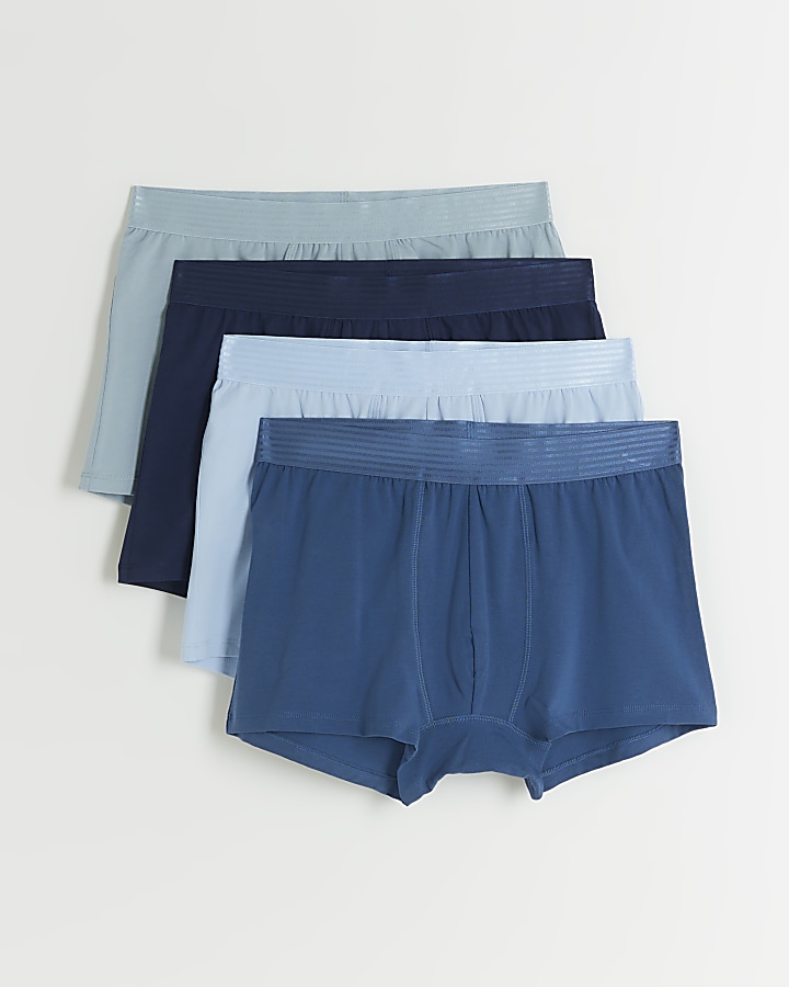 4PK blue satin waistband trunks