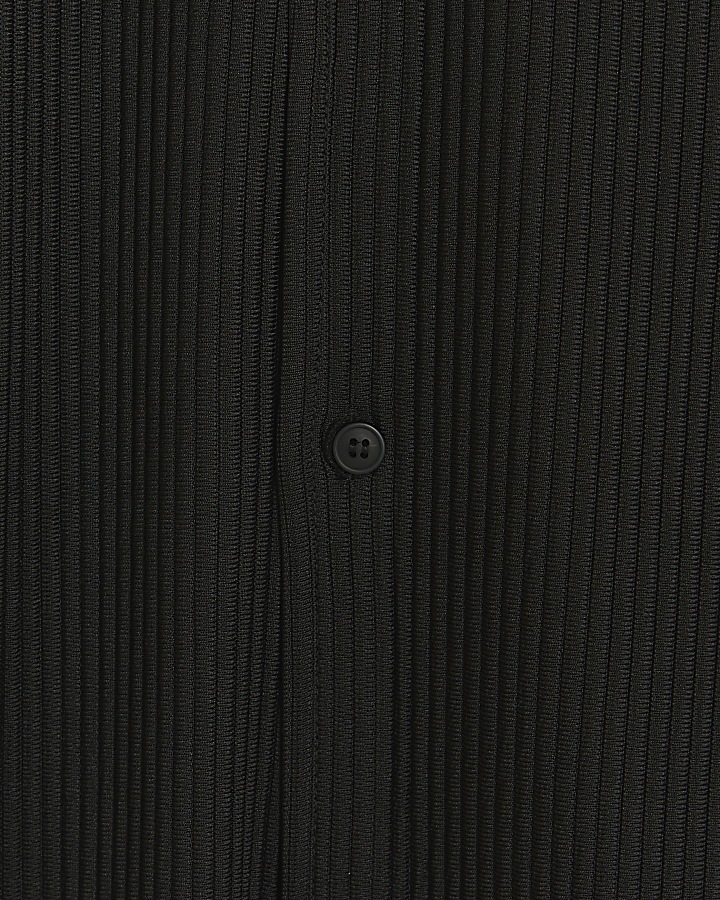 Black Regular fit Plisse long sleeve Shirt