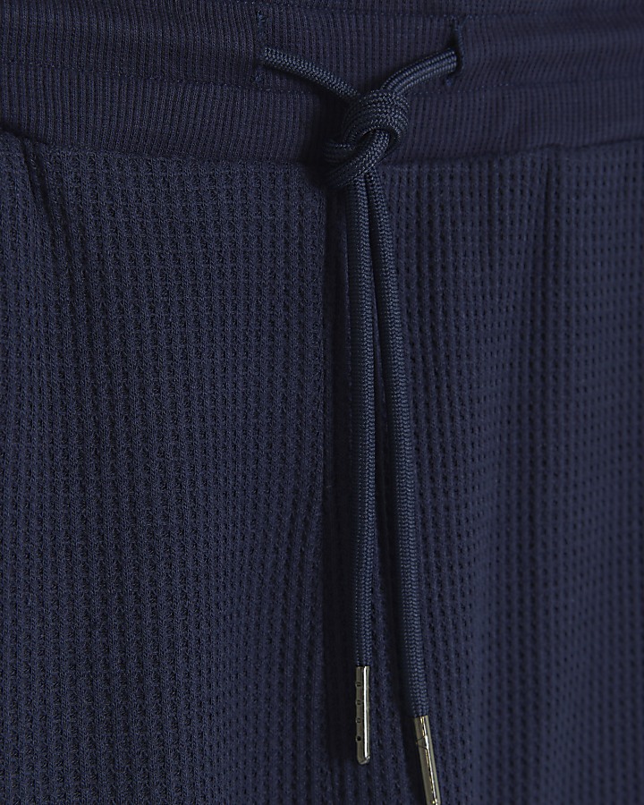 Navy regular fit waffle lounge joggers