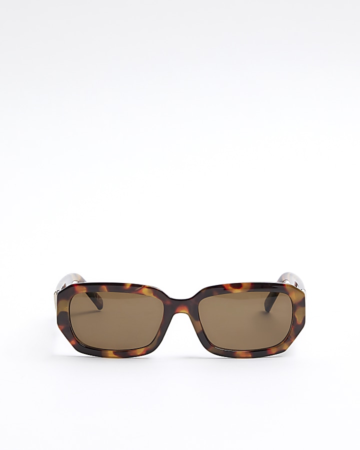 Brown rectangle tortoise shell sunglasses