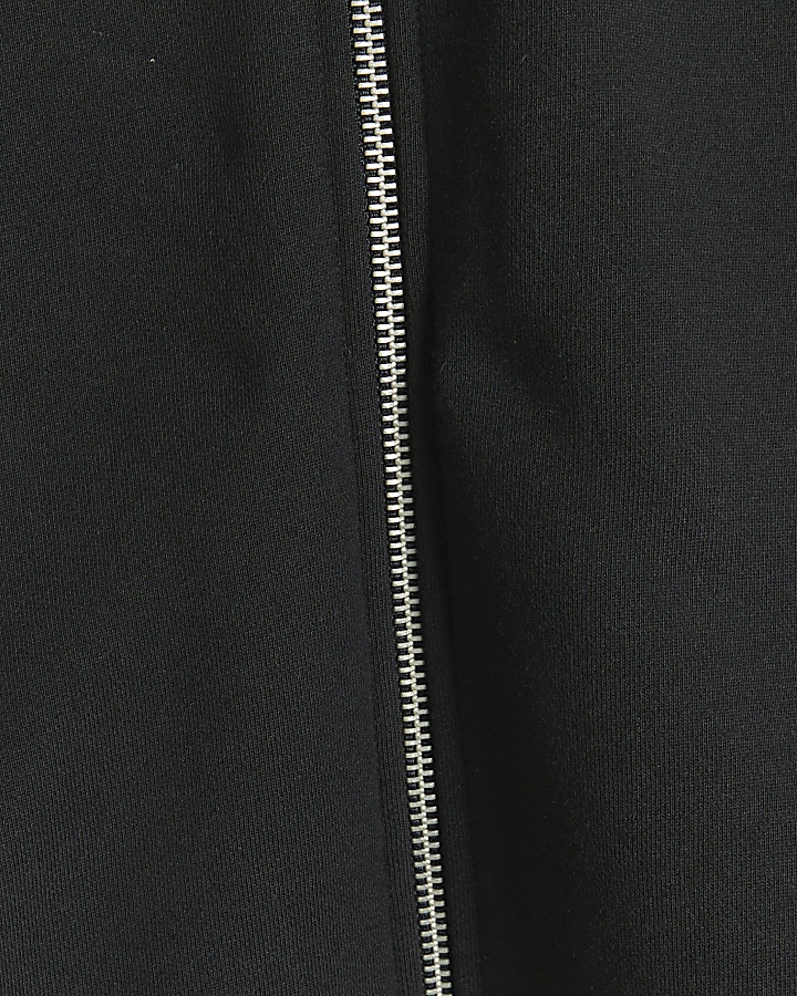Black regular fit zip up funnel sweatshirt