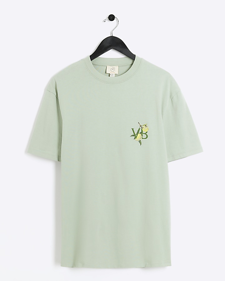 Green regular fit olive graphic t-shirt