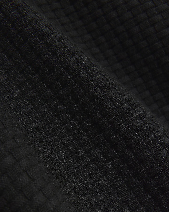 Black slim fit brick stitch jumper | River Island