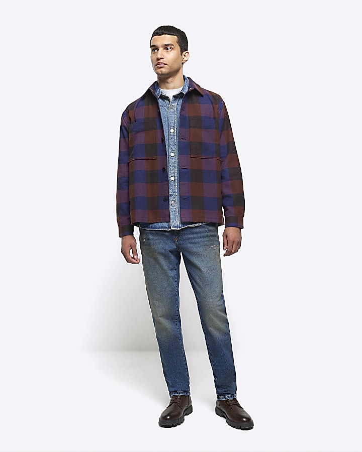 Blue regular fit denim shacket River Island