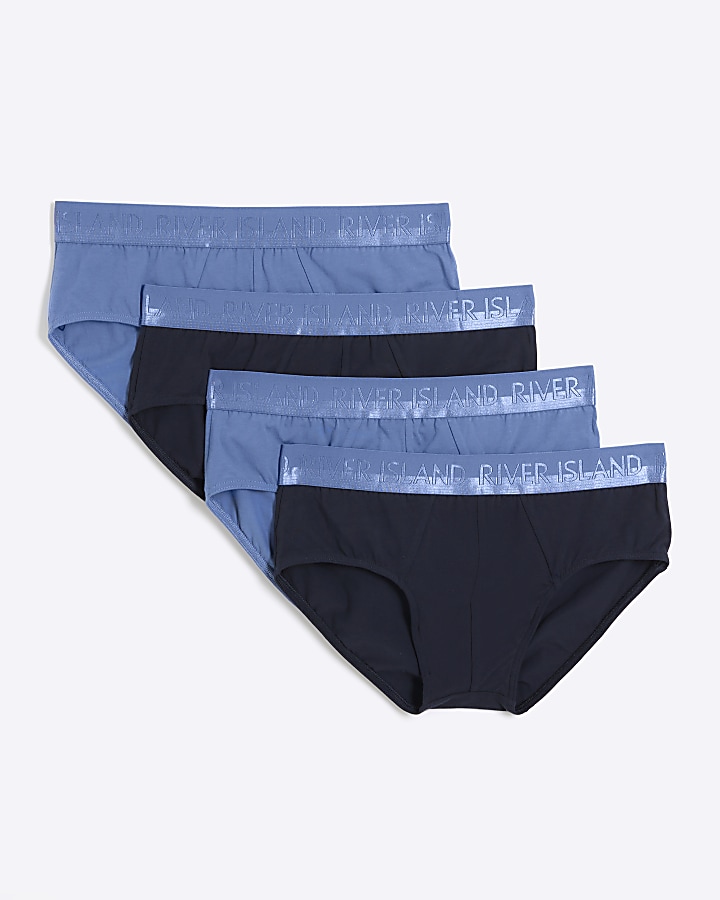 4PK blue cotton stretch RI briefs