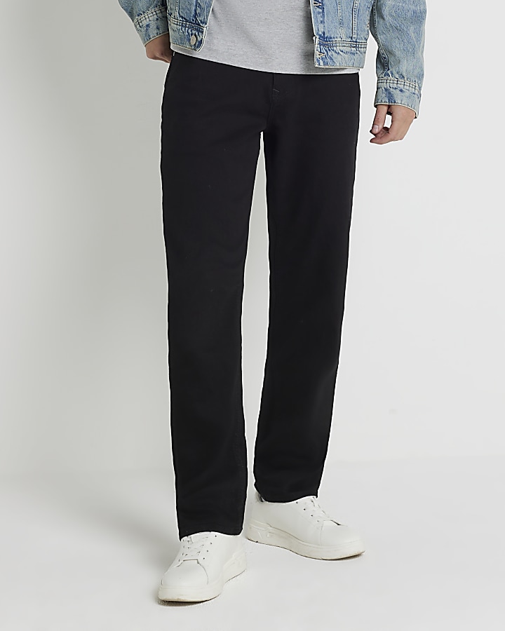Black straight fit jeans | River Island